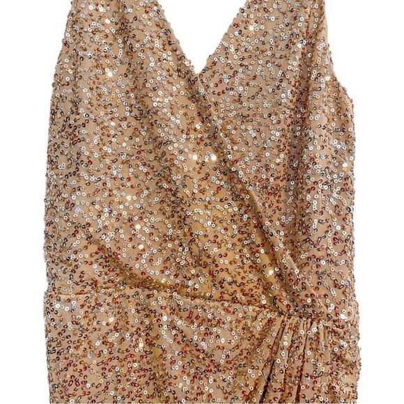 Jonathan Simkhai Speckled Sequin Wrap Dress in Gold - Picture 5 of 10